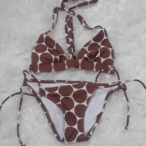 Victoria's Secret brown white polka dot bikini